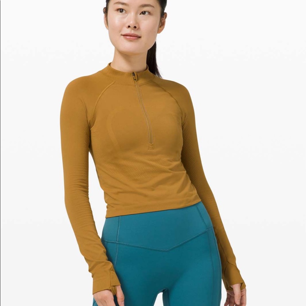 Lululemon swiftly 1/2 zip 2.0 cool Spiced bronze/ Tuscan gold sz 10
